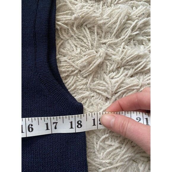 St. John Collection Dress Navy Blue Santana Knit 6 Wool Blend Stretch Mock Neck - Picture 4 of 6